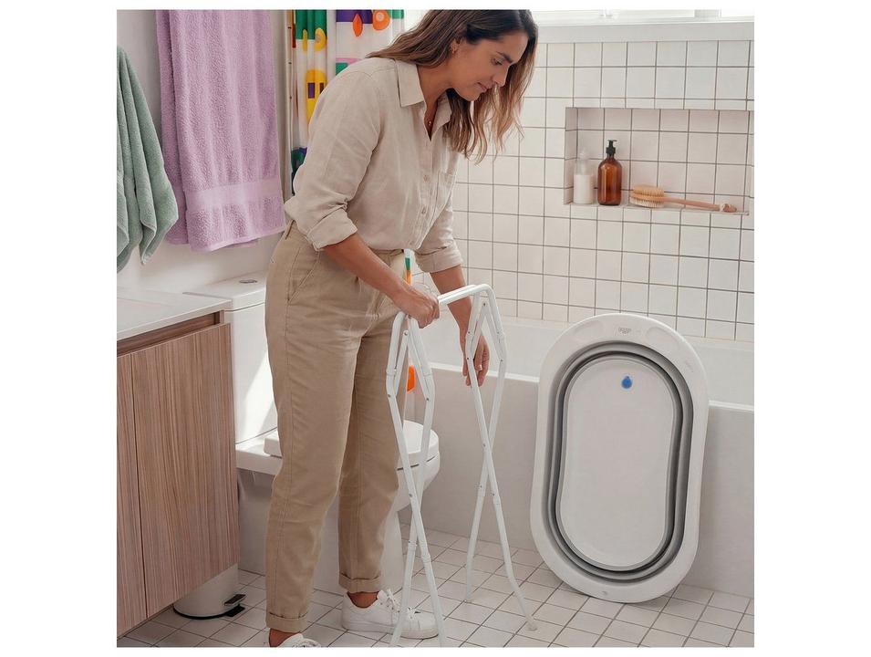 Banheira de Bebê Dobrável Cosco Kids Drippy Branca 35L - 9