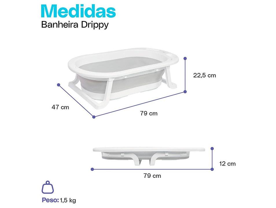 Banheira de Bebê Dobrável Cosco Kids Drippy Cinza 35L - 4