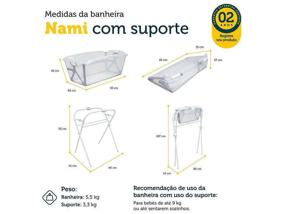 Banheira de Bebê Dobrável Safety 1st Nami Acqua White Branca 35L - 4
