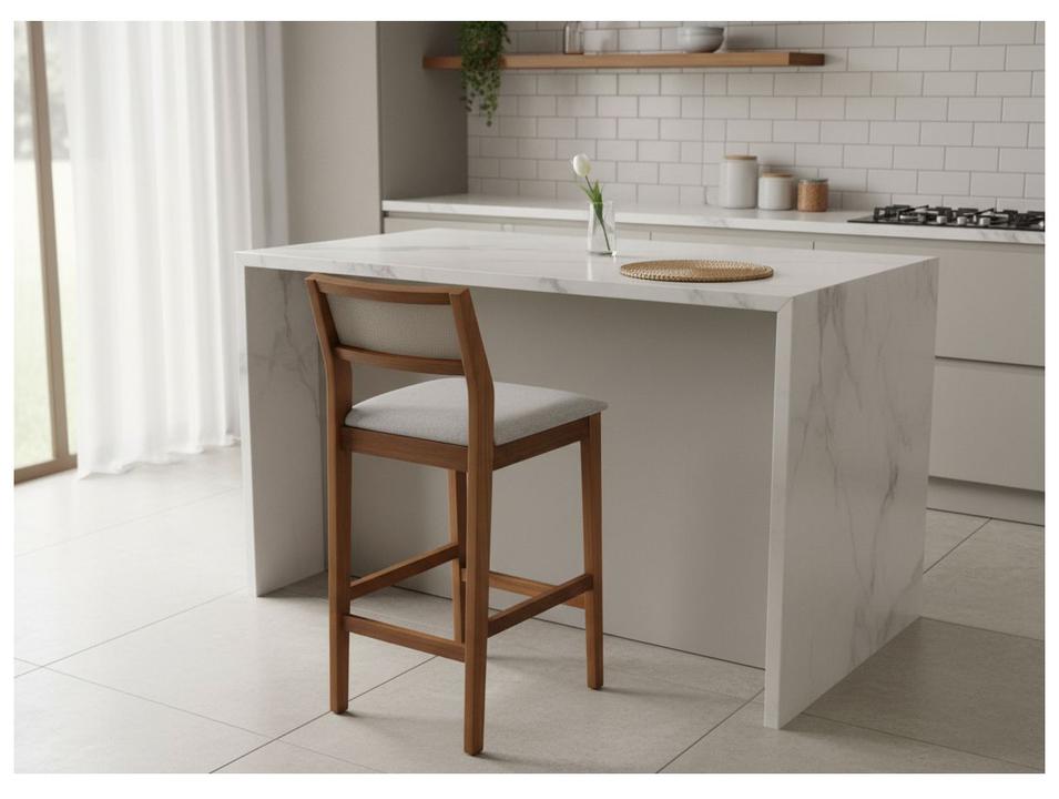 Banqueta de Madeira Natura e Off White Nesher Princesa - 1