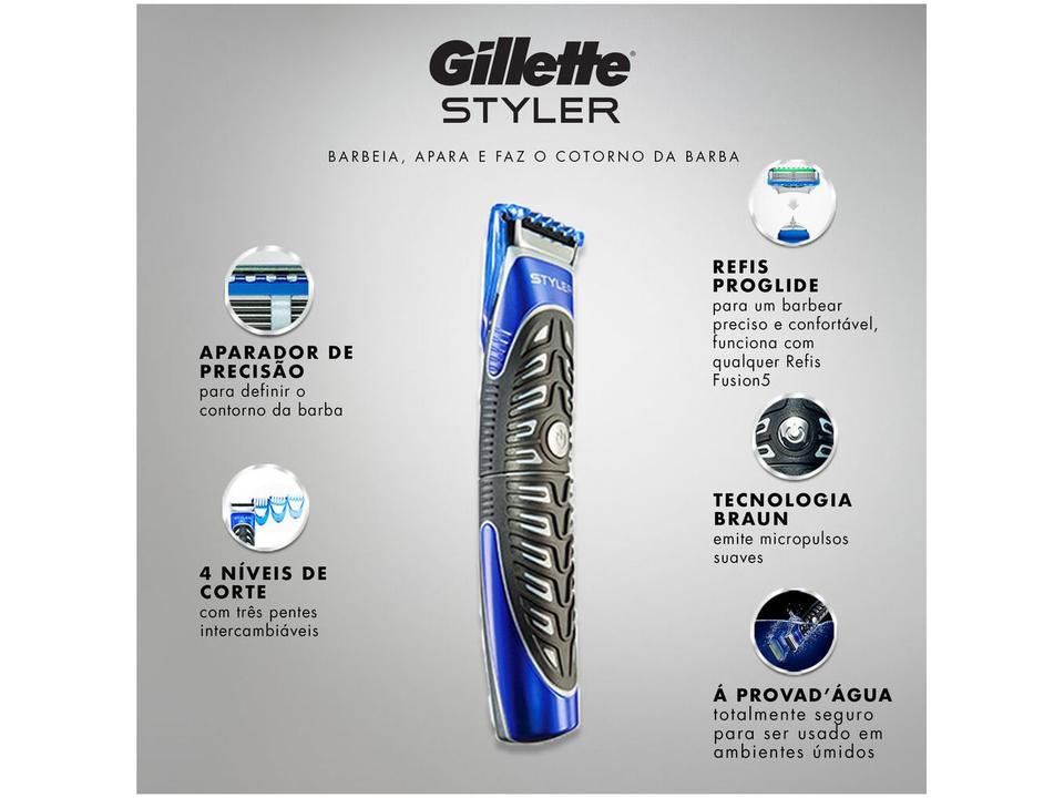 Barbeador Elétrico Gillette Styler Seco e Molhado - 3 em 1 - 2