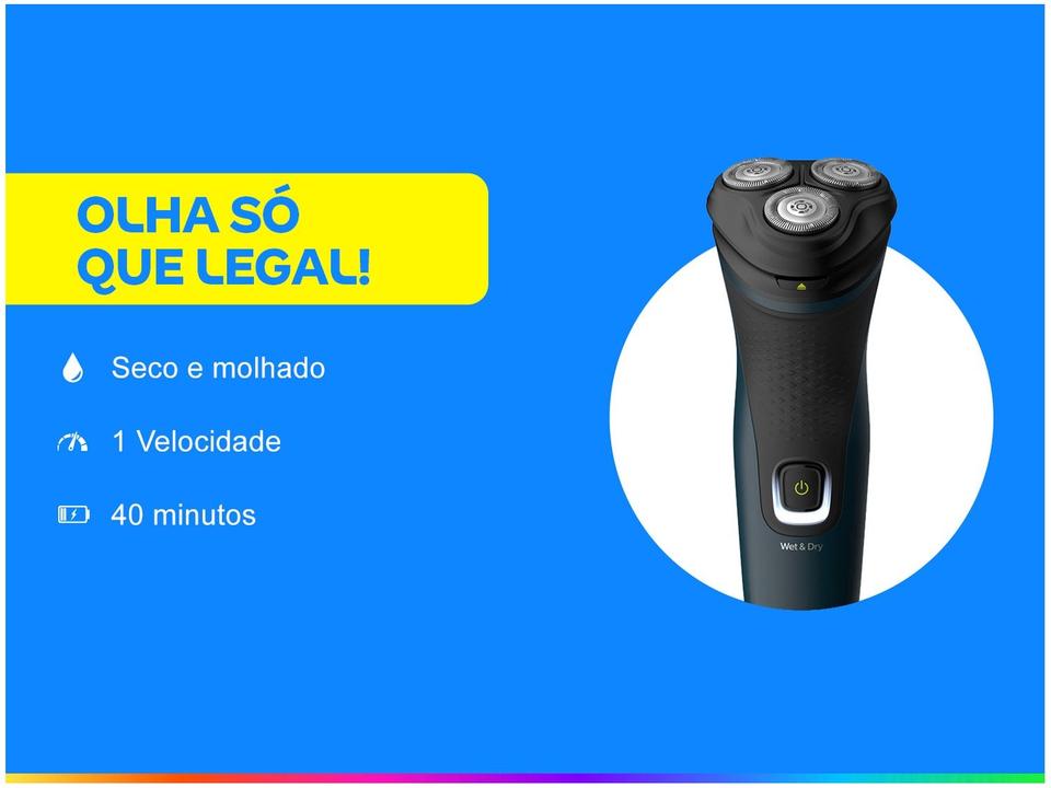 Barbeador Elétrico Philips Series 1000 AquaTouch Seco e Molhado 1 Velocidade - 1