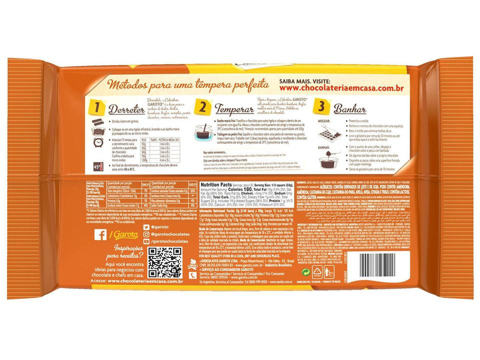Barra de Chocolate Chocolateria Blend Ao Leite e Meio Amargo 1kg Garoto - 4