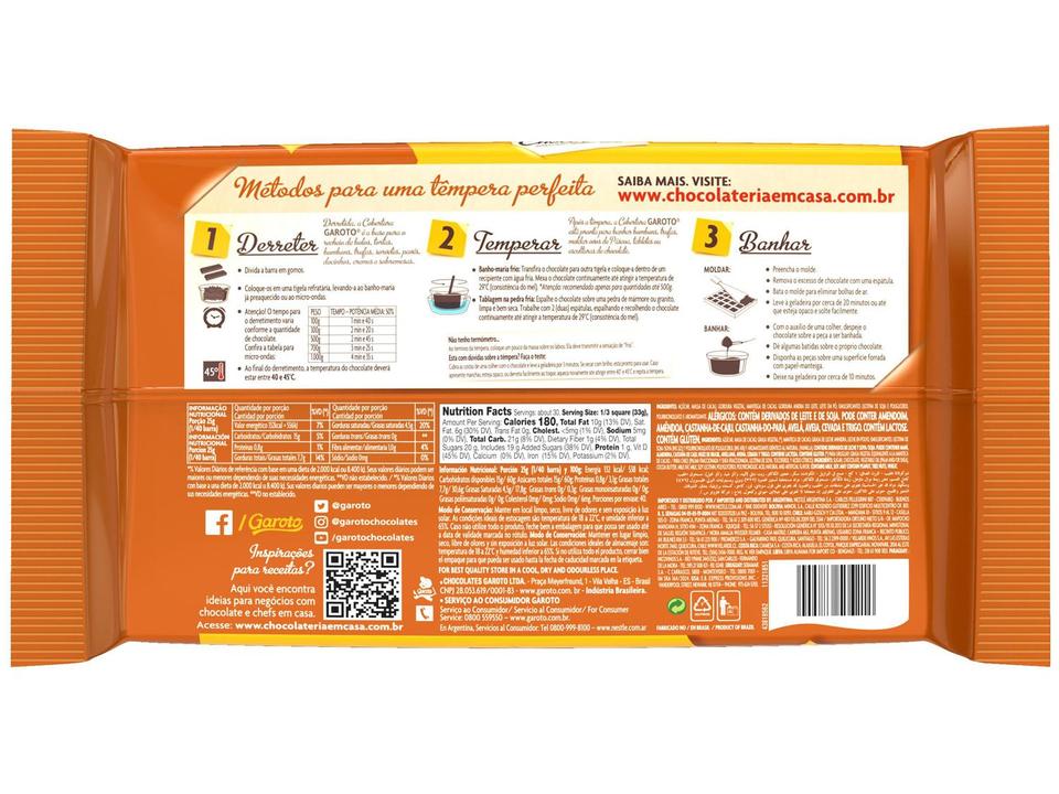 Barra de Chocolate Chocolateria Blend Ao Leite e Meio Amargo 1kg Garoto - 3
