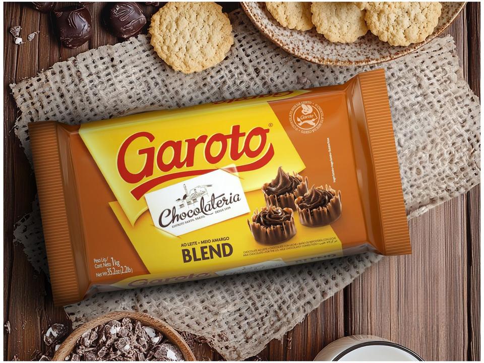 Barra de Chocolate Chocolateria Blend Ao Leite e Meio Amargo 1kg Garoto - 1