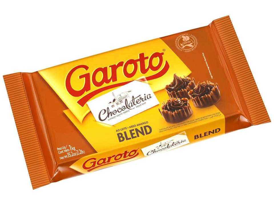 Barra de Chocolate Chocolateria Blend Ao Leite e Meio Amargo 1kg Garoto - 5