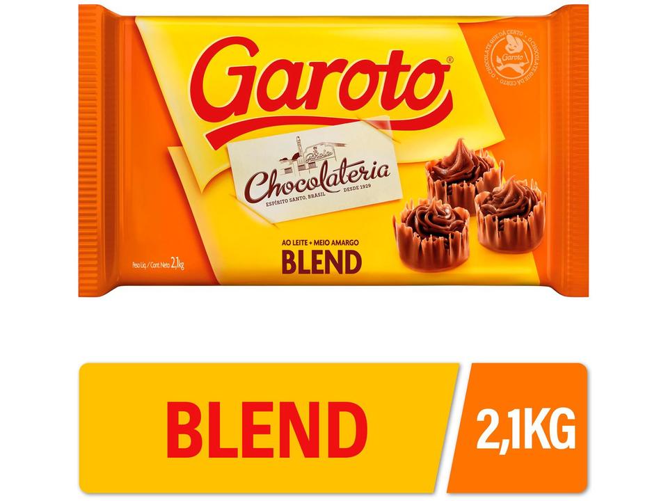Barra de Chocolate Chocolateria Blend Chocolate ao Leite e Meio Amargo 2,1kg Garoto - 1