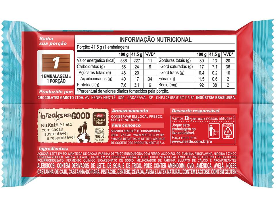 Barra de Chocolate Kit Kat Coconut Integral 41,5g 1 Display com 24 Barras Nestlé - 3