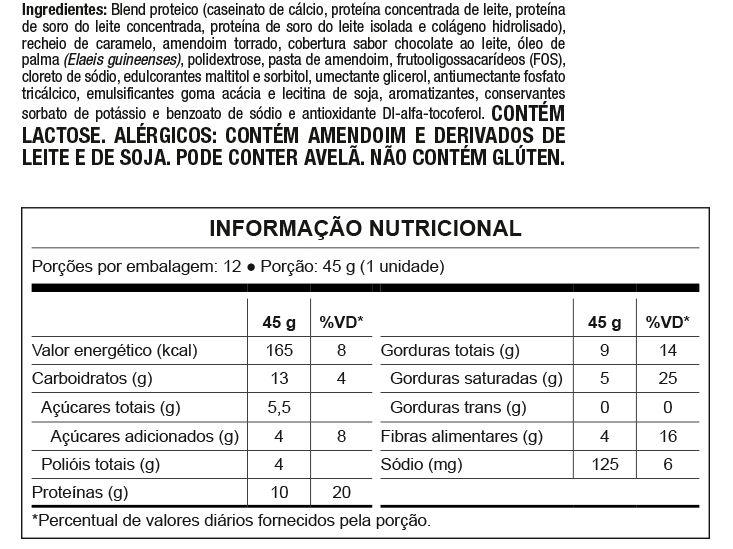 Barra de Proteína Nutrata Dark Caramel Protein 45g 12 Unidades - 4