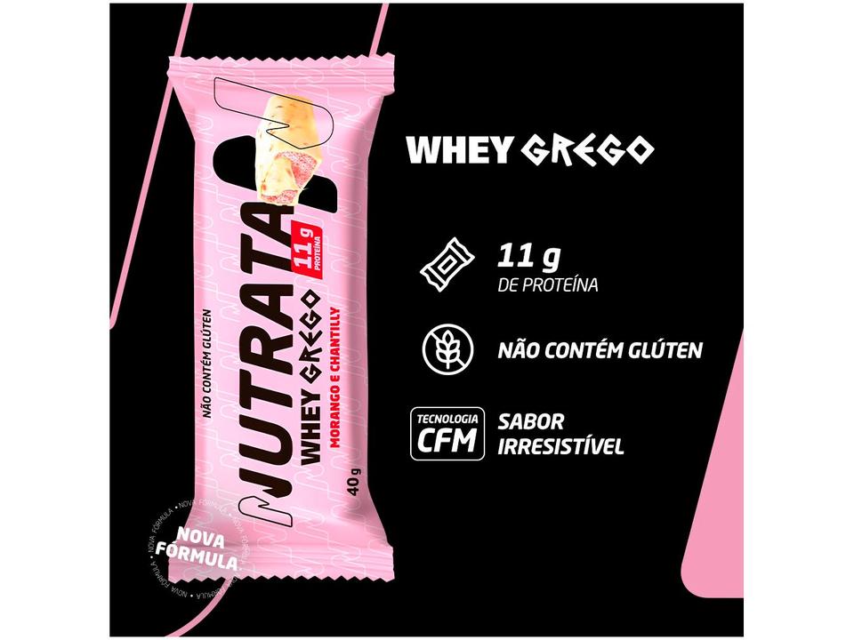 Barra de Proteína Nutrata Grego Whey 	Morango com Chantilly 40g 12 Unidades - 1