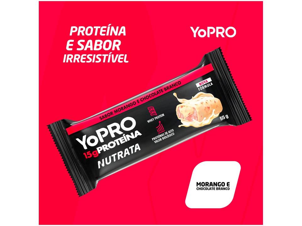 Barra de Proteína Nutrata YoPro Morango e Chocolate Branco 55g 12 Unidades - 2