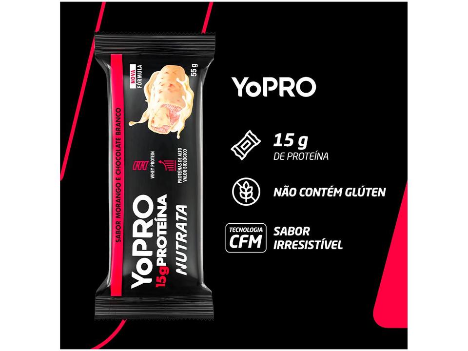 Barra de Proteína Nutrata YoPro Morango e Chocolate Branco 55g 12 Unidades - 1