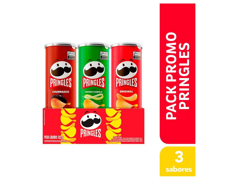 Batata Pringles Original Creme e Cebola e Churrasco 322g 3 Unidades - 1