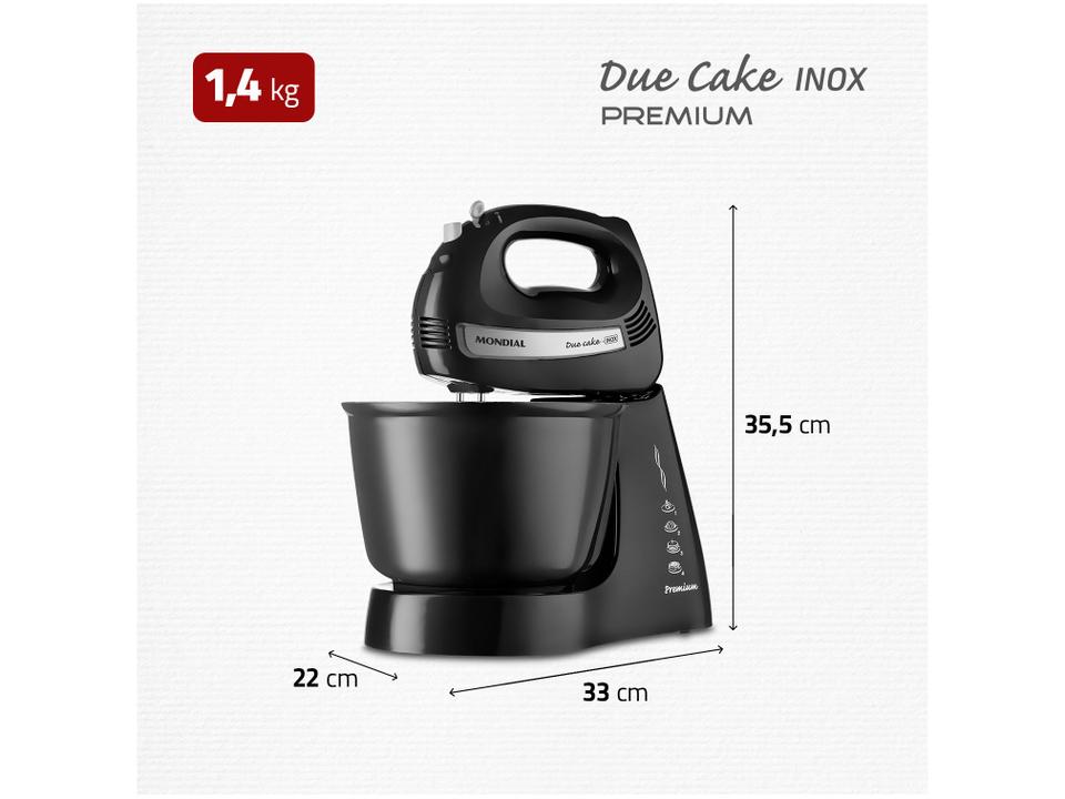 Batedeira Mondial Portátil Preta e Prata Premium B-04 NP 400W 4 Velocidades - 6