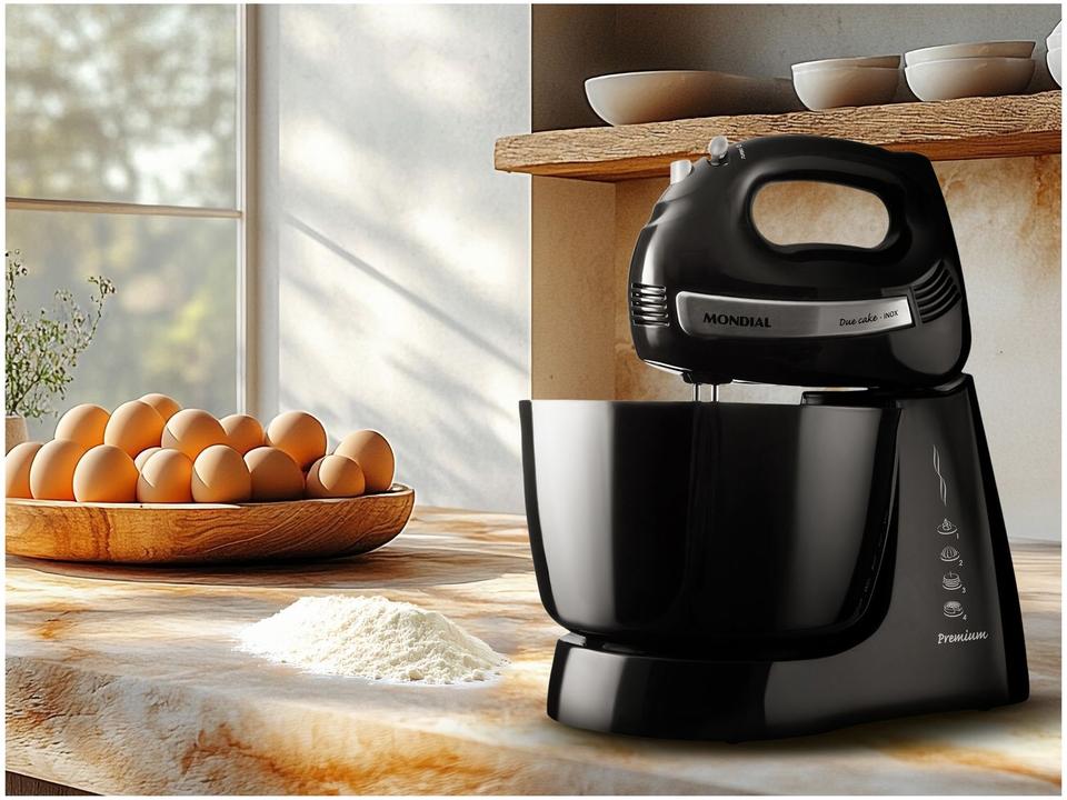 Batedeira Mondial Portátil Preta e Prata Premium B-04 NP 400W 4 Velocidades - 8
