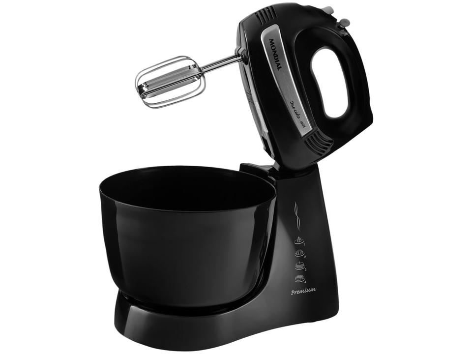 Batedeira Mondial Portátil Preta e Prata Premium B-04 NP 400W 4 Velocidades - 12