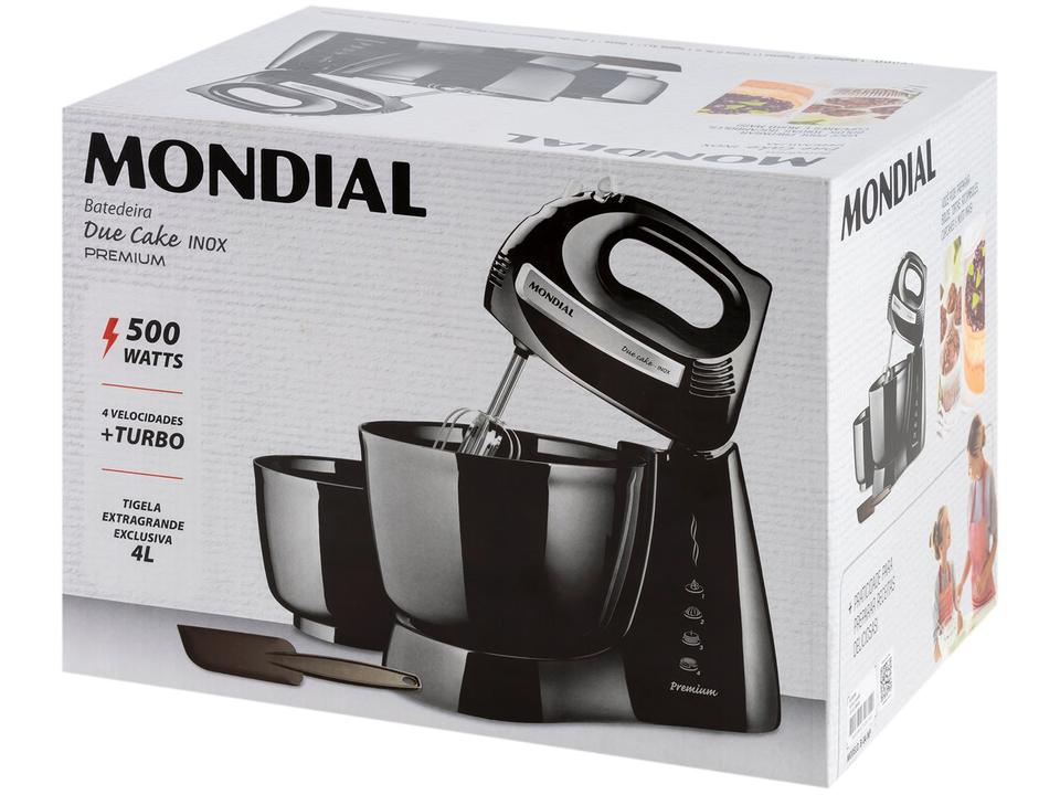 Batedeira Mondial Portátil Preta e Prata Premium B-04 NP 400W 4 Velocidades - 19