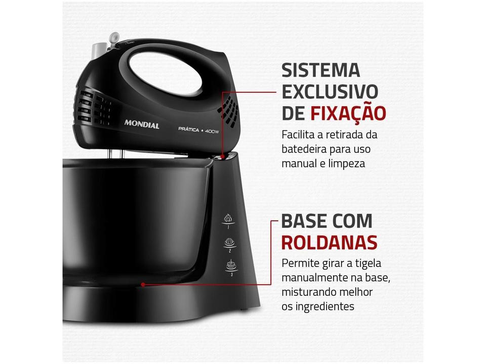Batedeira Mondial Preta 400W Prática B-44-B - 4