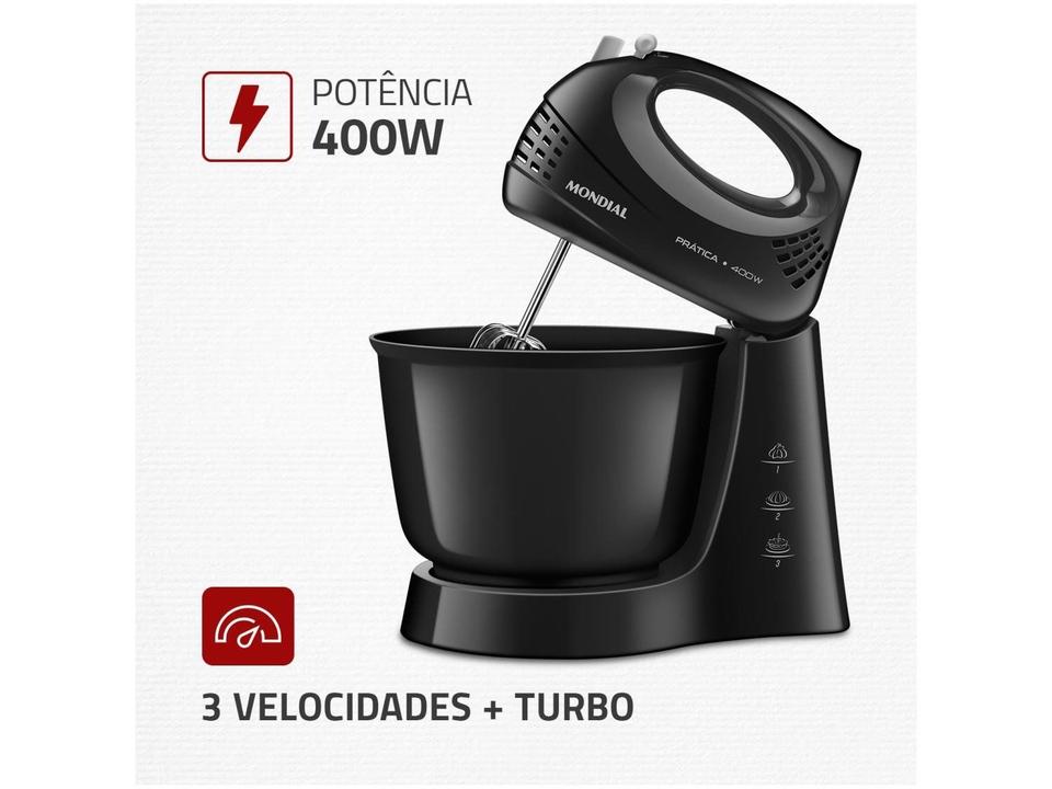 Batedeira Mondial Preta 400W Prática B-44-B - 1