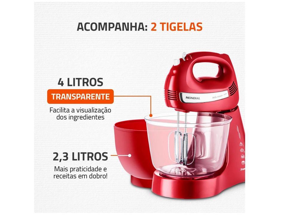 Batedeira Mondial Vermelha 500W Premium - 3
