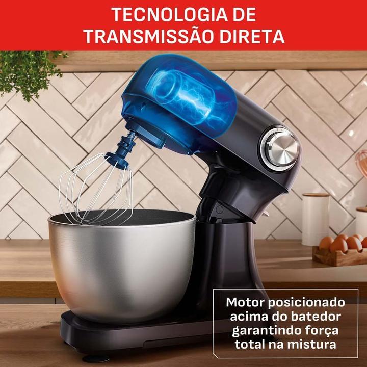 Batedeira Planetária Arno Inox e Preta 500W 12 Velocidades Tigela Inox 3,5L Bake Easy KM10 com 3 Batedores - 6