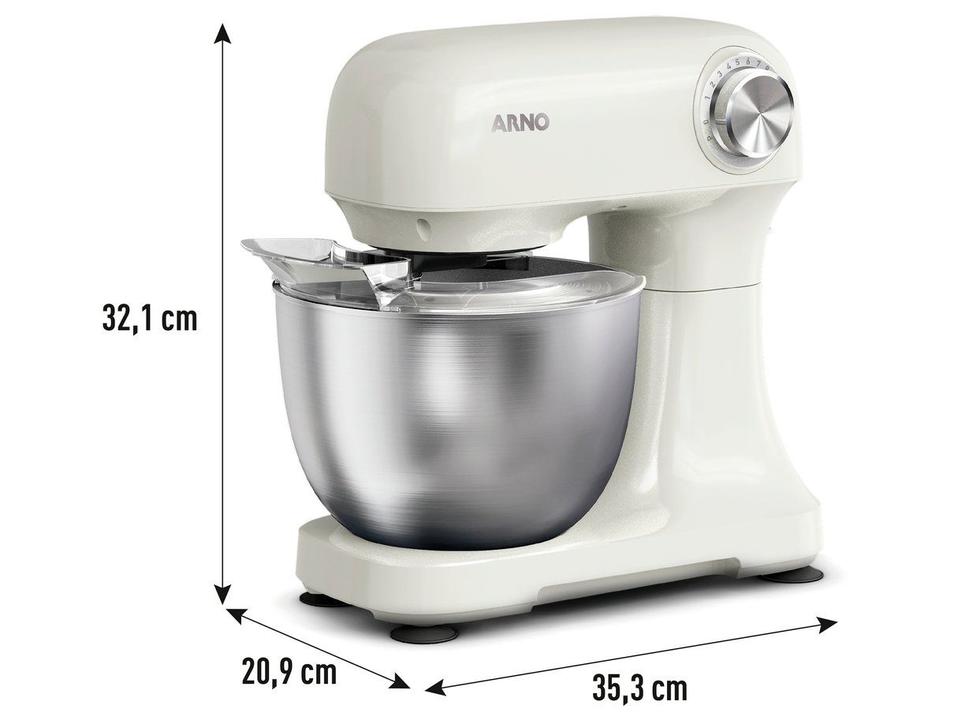 Batedeira Planetária Arno Marfim e Inox 500W 12 Velocidades Tigela Inox 3,5L Bake Easy KM14 com 3 Batedores - 10