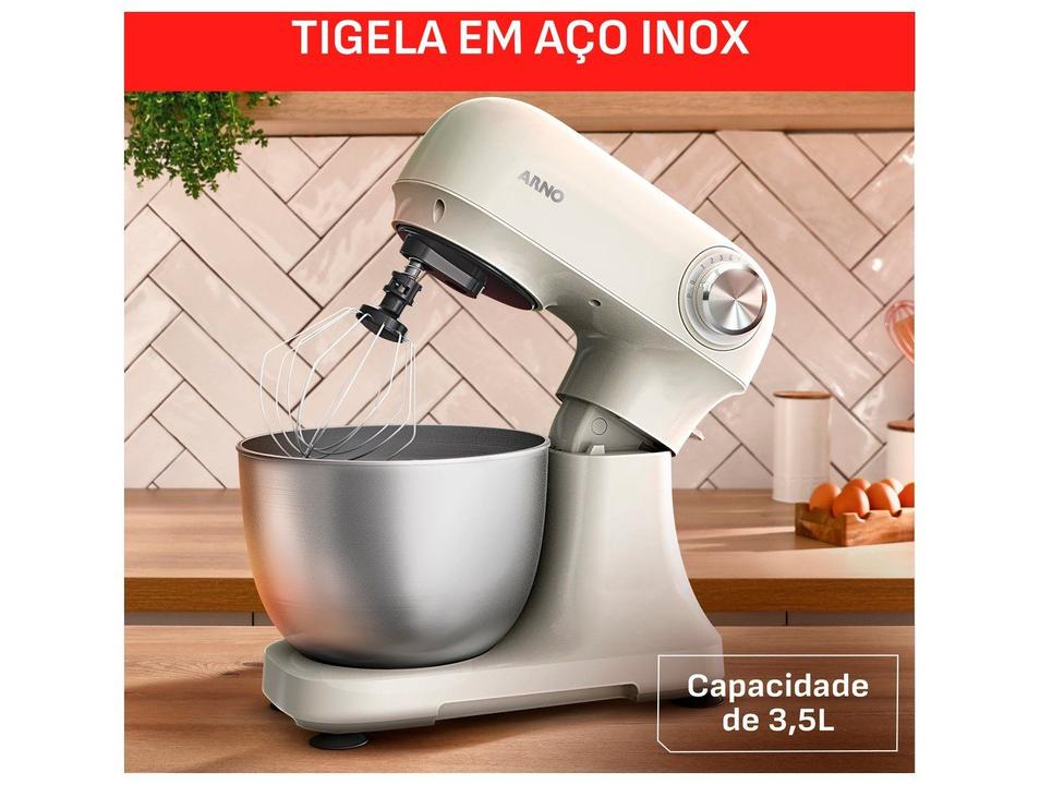 Batedeira Planetária Arno Marfim e Inox 500W 12 Velocidades Tigela Inox 3,5L Bake Easy KM14 com 3 Batedores - 2
