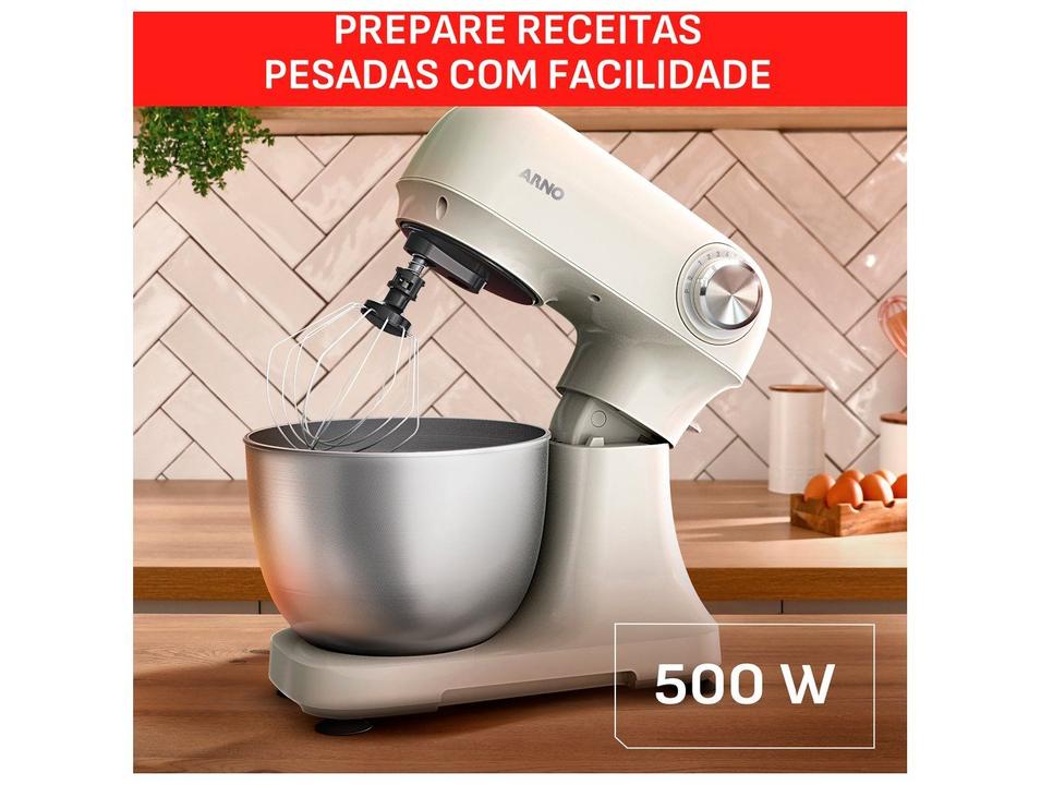 Batedeira Planetária Arno Marfim e Inox 500W 12 Velocidades Tigela Inox 3,5L Bake Easy KM14 com 3 Batedores - 4