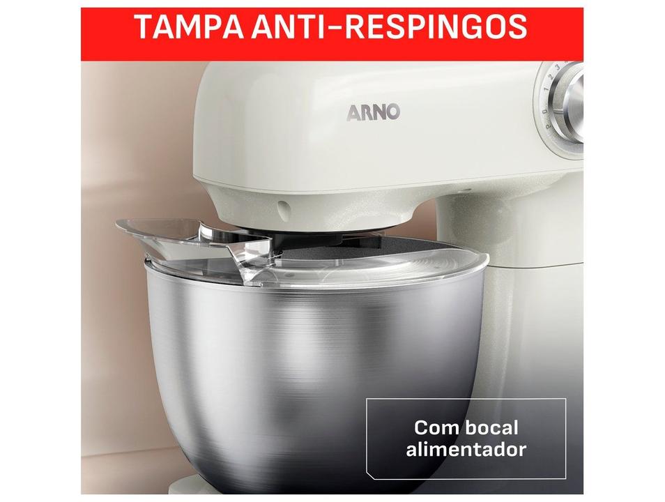 Batedeira Planetária Arno Marfim e Inox 500W 12 Velocidades Tigela Inox 3,5L Bake Easy KM14 com 3 Batedores - 8