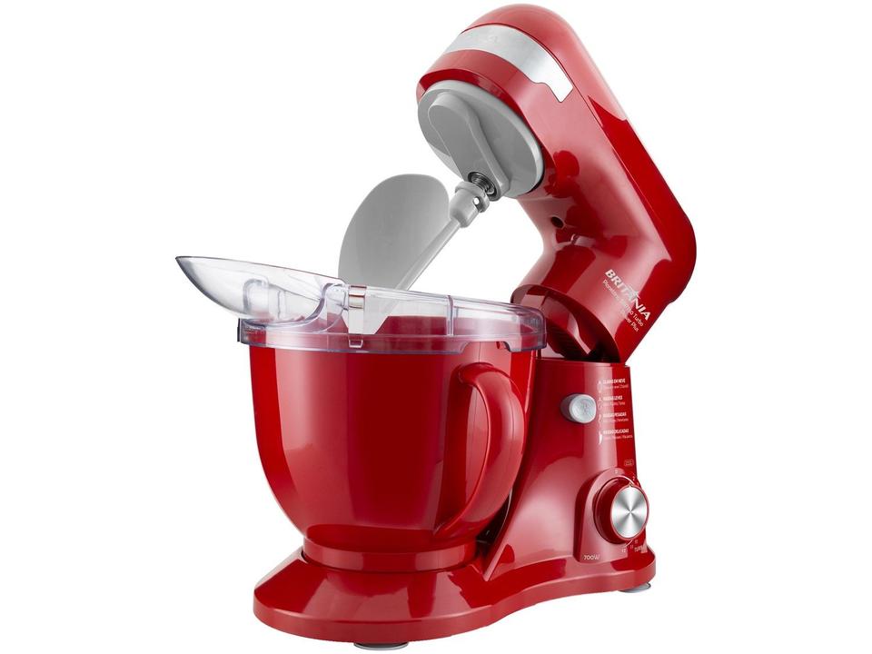Batedeira Planetária Britânia Vermelha 700W 12 Velocidades 4,5L Turbo Power Plus BBP760VME - 3