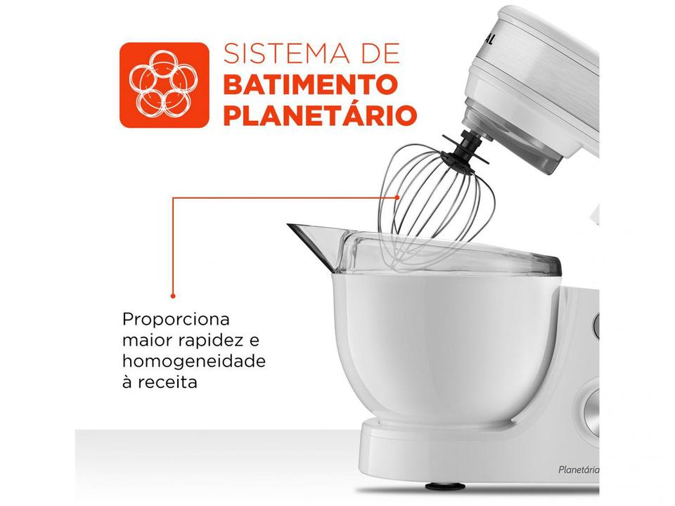 Batedeira Planetária Mondial Branco e Inox 700W - 3