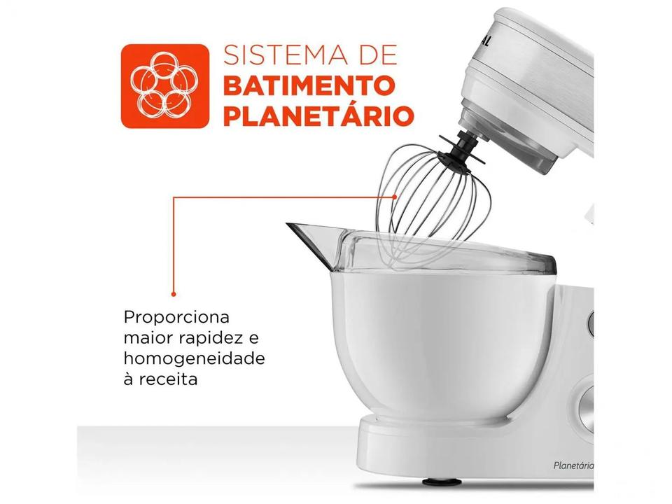 Batedeira Planetária Mondial Branco e Inox 700W - 3