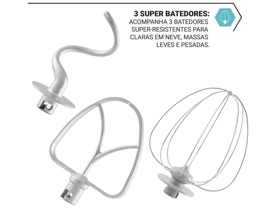 Batedeira Planetária Philco Preta 800W 12 Velocidades 5 Litros PBP90A 103401154 - 3