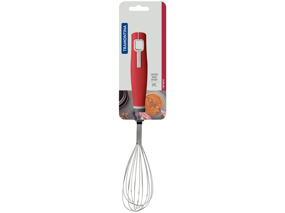 Batedor/Fuê Massa Inox Vermelho 31,4cm - 1