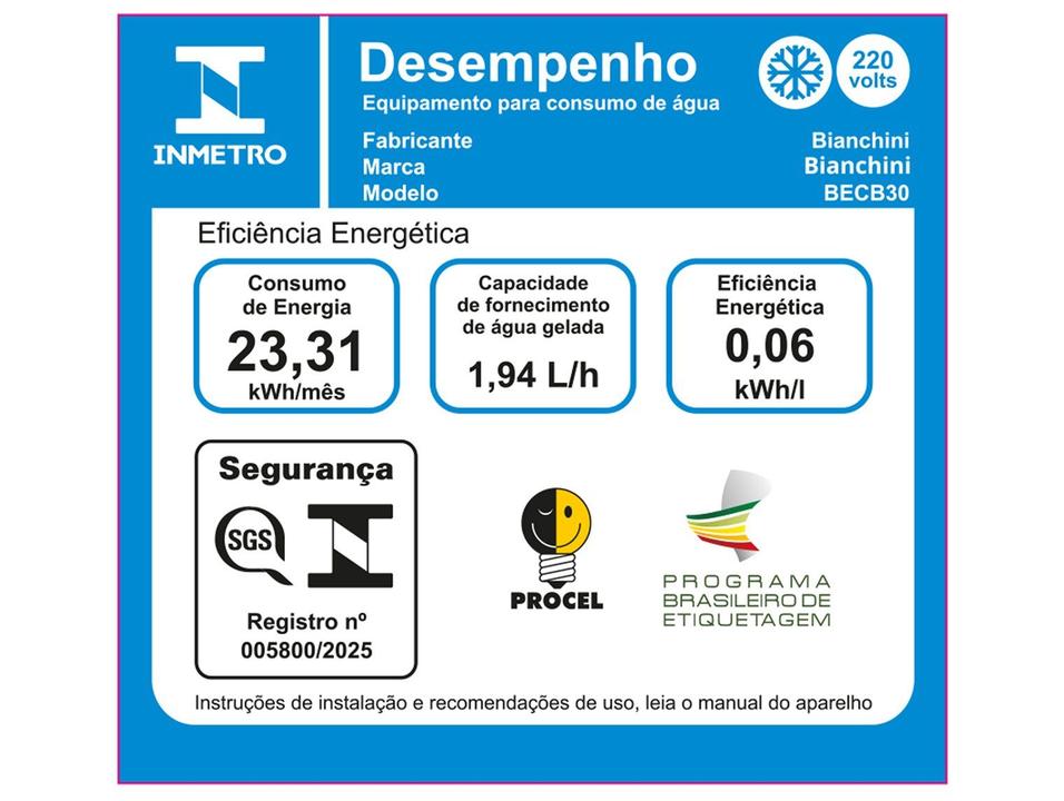 Bebedouro de Água Bianchini BY530-1 com Compressor Água Gelada Natural e Quente Garrafão Inferior - 10