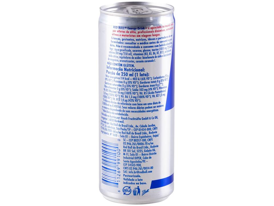 Bebida Energética Red Bull Zero Açúcar 250ml - 4 Unidades - 4