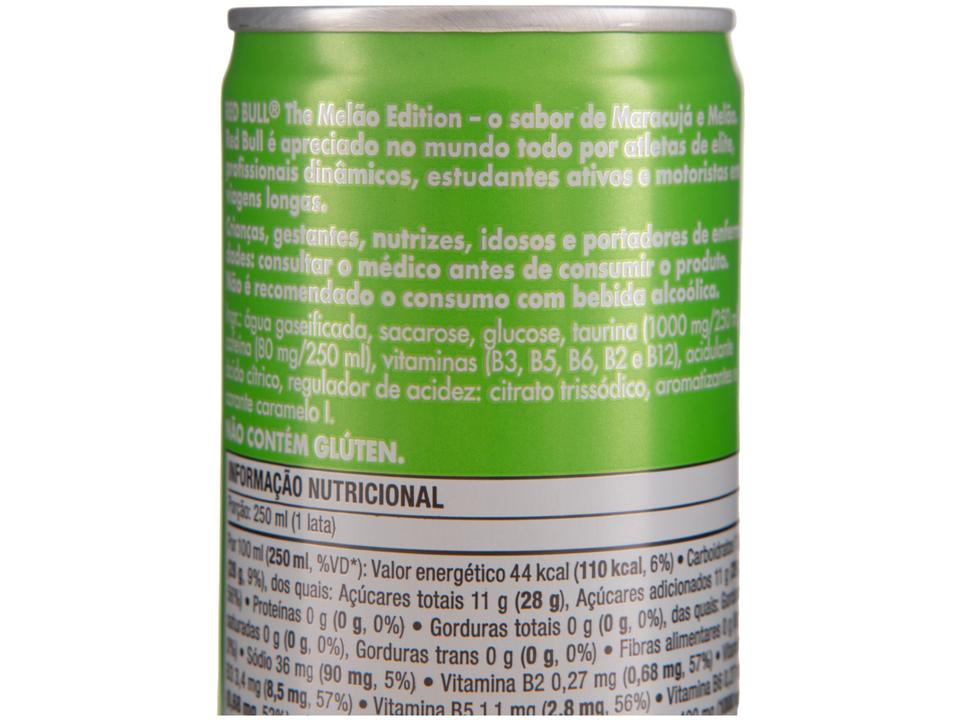 Bebida Energética Red Bull Energy Drink Edition Sugarfree Maracujá e Melão Zero Açúcar 250ml 4 Unidades - 10