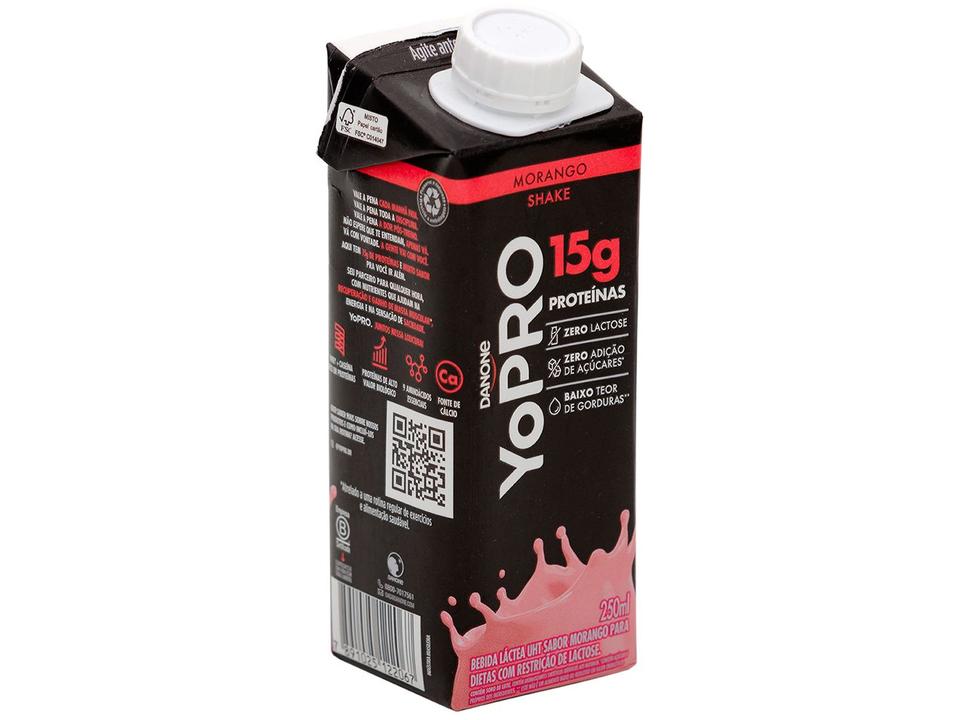 Bebida Láctea UHT 15g de Proteínas Danone YoPRO Morango Zero Açúcar 250ml 12 Unidades - 1