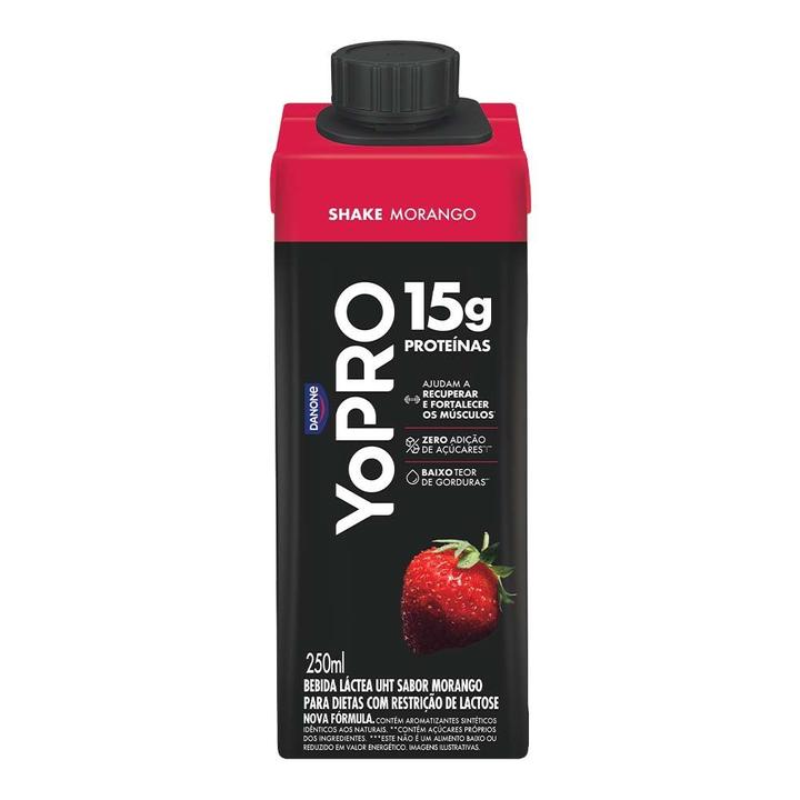 Bebida Láctea UHT 15g de Proteínas Danone YoPRO Morango Zero Açúcar 250ml 12 Unidades - 2