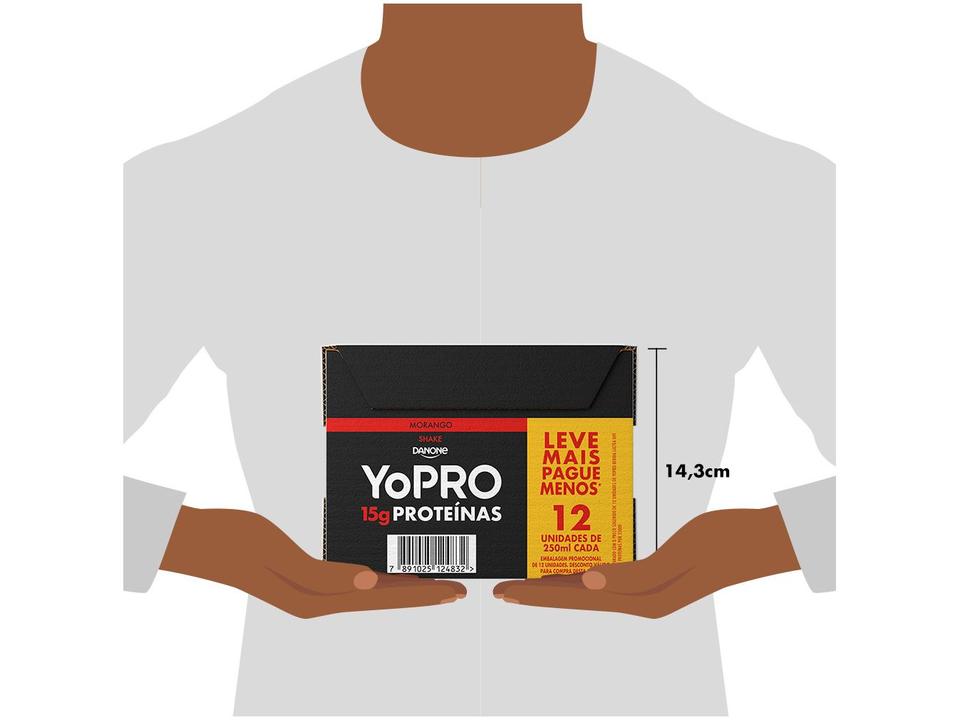 Bebida Láctea UHT 15g de Proteínas Danone YoPRO Morango Zero Açúcar 250ml 12 Unidades - 3
