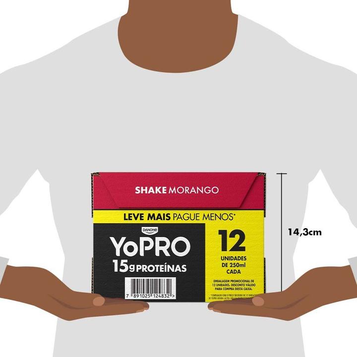 Bebida Láctea UHT 15g de Proteínas Danone YoPRO Morango Zero Açúcar 250ml 12 Unidades - 3