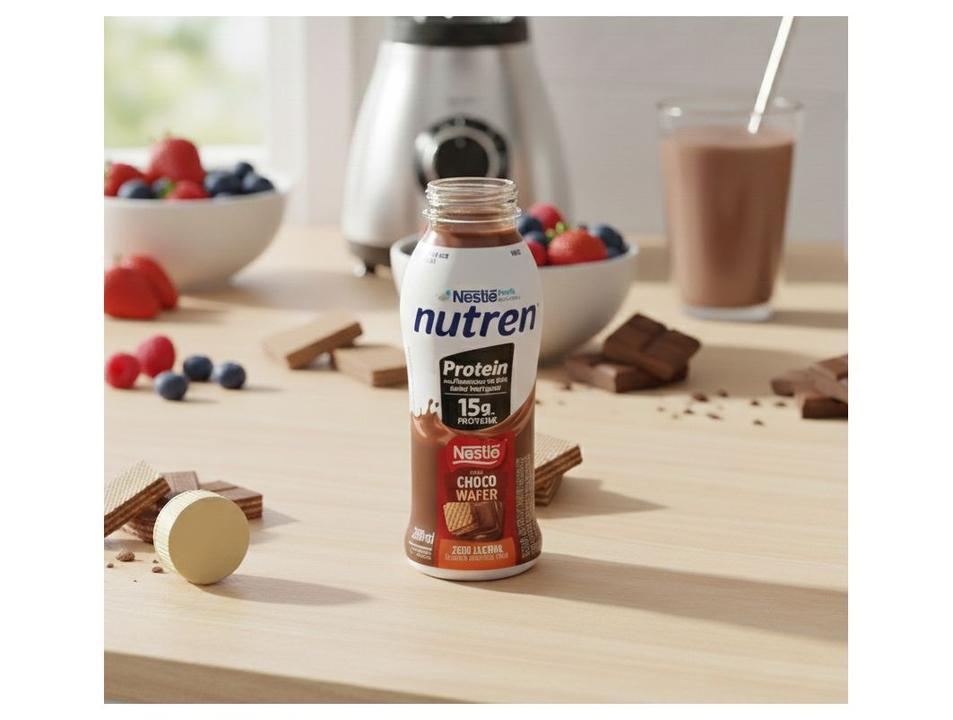Bebida Láctea UHT com 15g de Proteínas Nestlé Nutren Protein Chocowafer Zero Lactose e Baixo em Gorduras 260ml 6 Unidades - 4