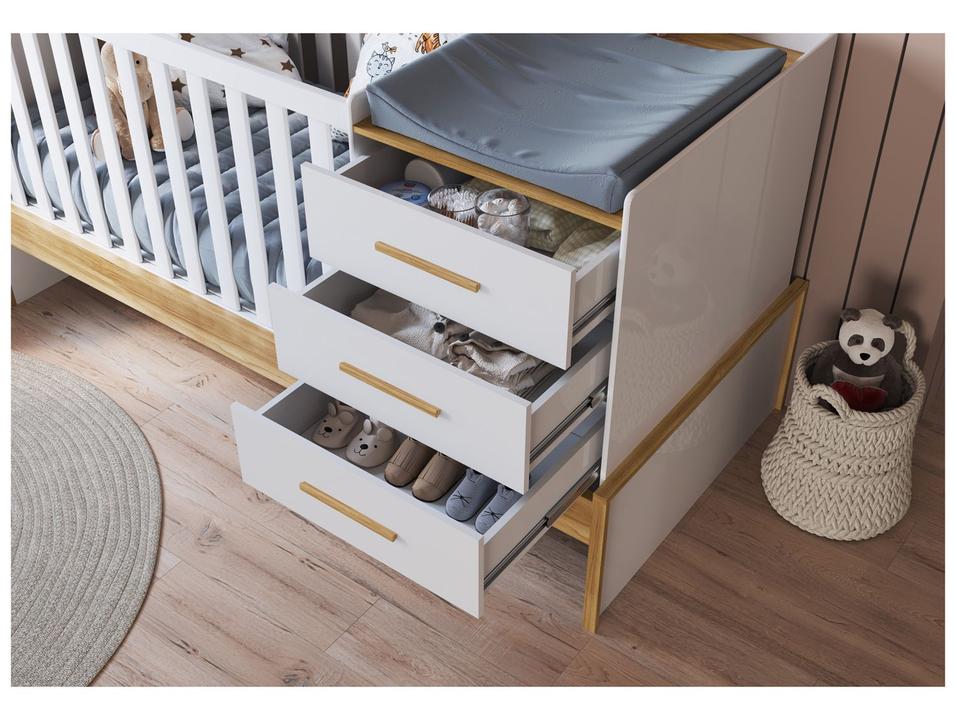 Berço 4 em 1 Branco e Amêndoa Moveis Peroba Confort Multi - 2