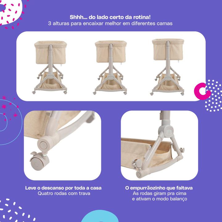 Berço Co-leito Cosco Kids Cubbie com Mosquiteiro Até 9kg Bege - 4