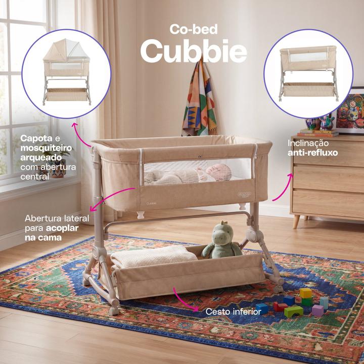 Berço Co-leito Cosco Kids Cubbie com Mosquiteiro Até 9kg Bege - 2