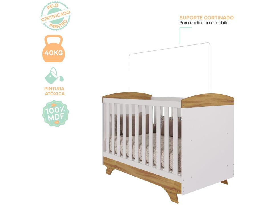 Berço Mini Cama Branco e Amêndoa Móveis Peroba Magia - 5