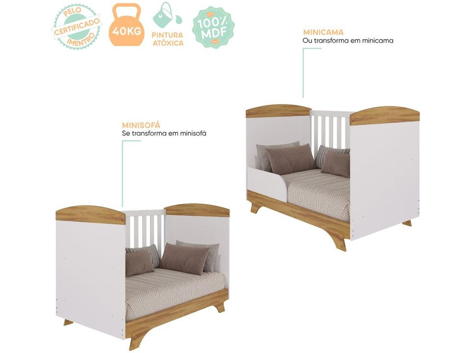Berço Mini Cama Branco e Amêndoa Móveis Peroba Magia - 10