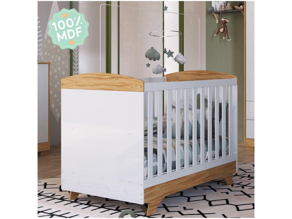 Berço Mini Cama Branco e Amêndoa Móveis Peroba Magia - 2