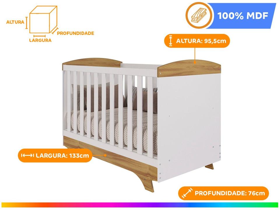 Berço Mini Cama Branco e Amêndoa Móveis Peroba Magia - 1