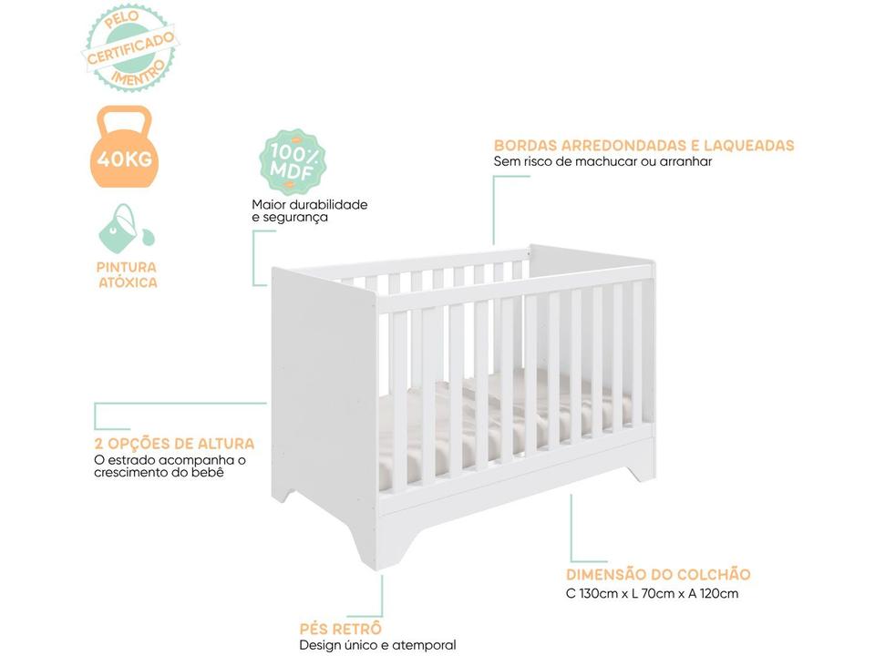 Berço Mini Cama Branco Moveis Peroba Encantare - 8